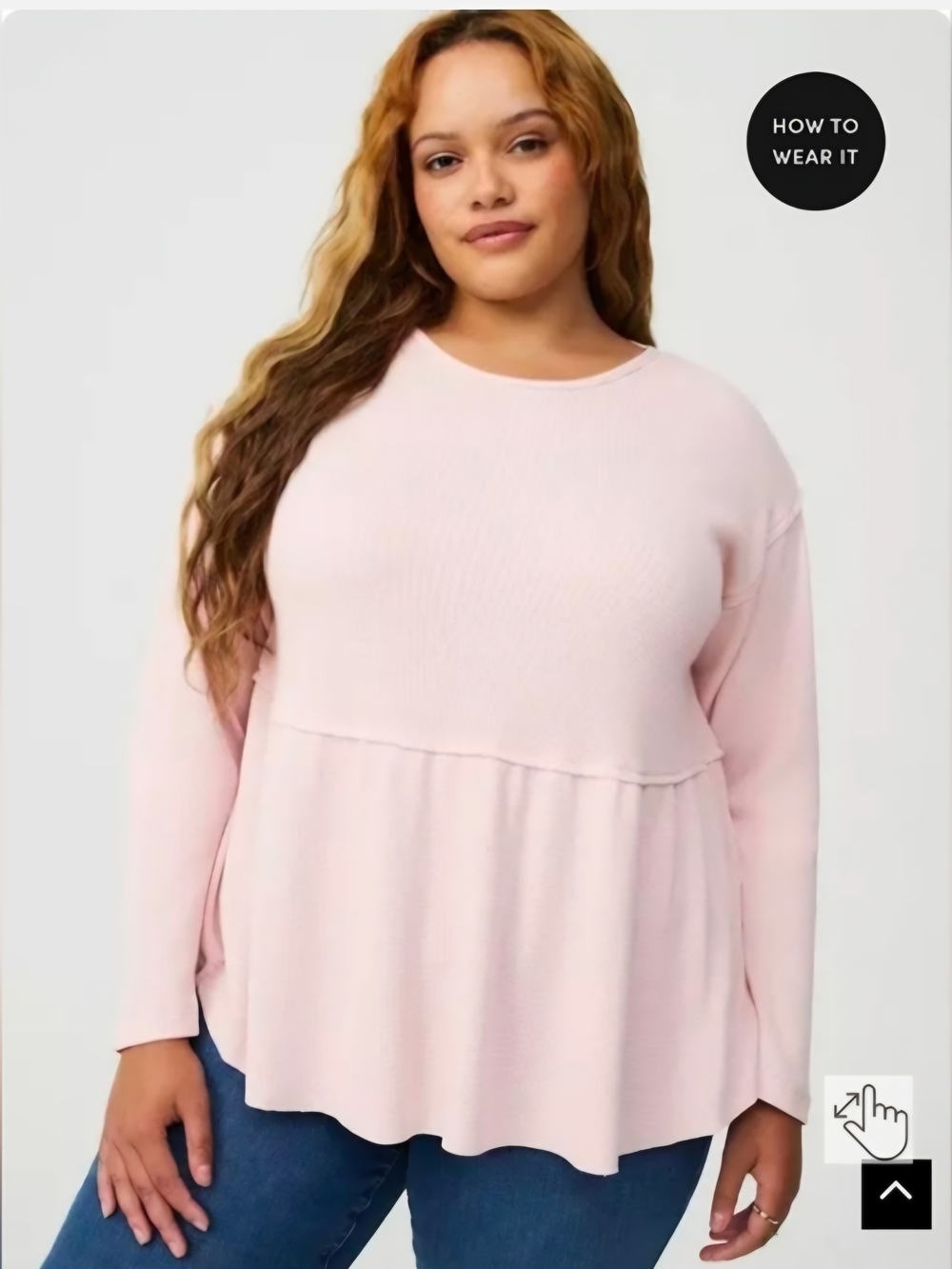 Torrid Light Pink Long Sleeve Waffle Knit Top